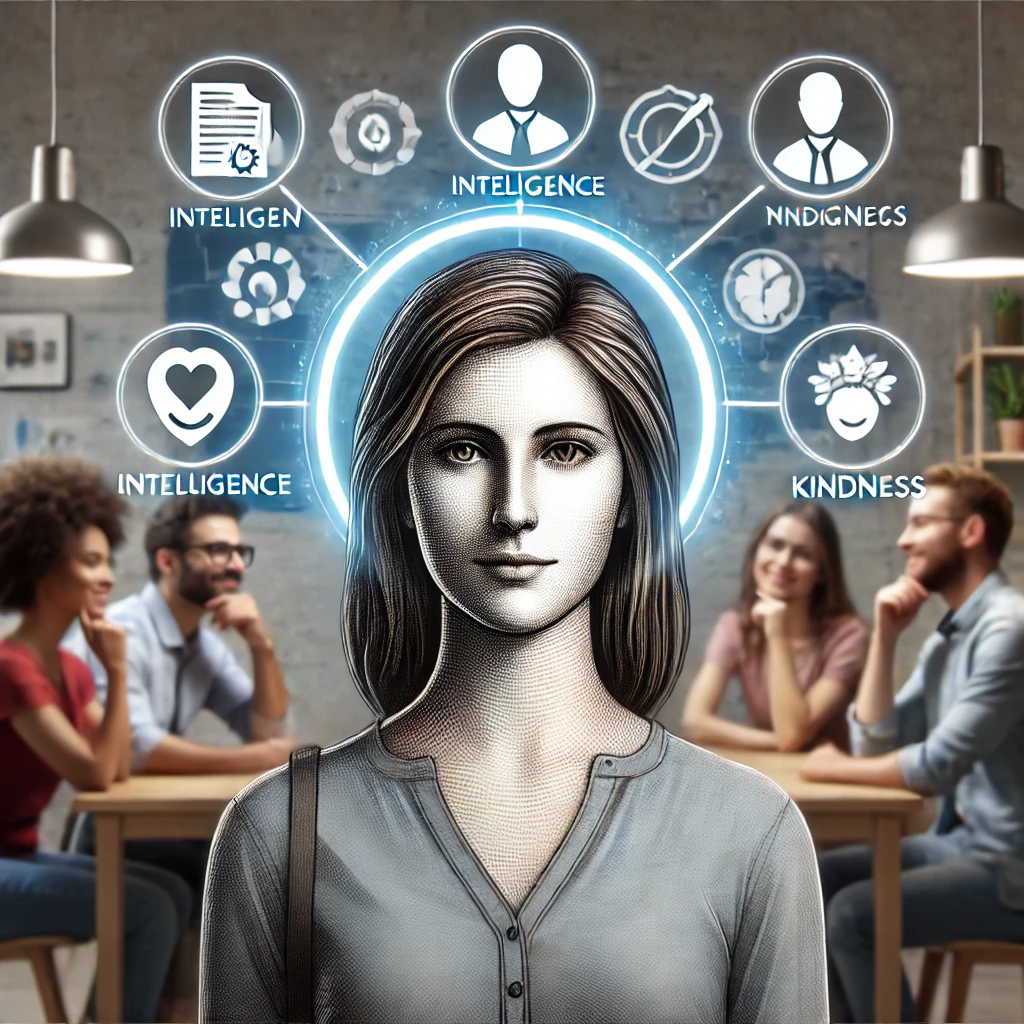 DALL·E 2024-07-20 16.24.00 – A realistic photo illustration representing the halo effect_ a person with an attractive appearance influencing the perception of their other traits.